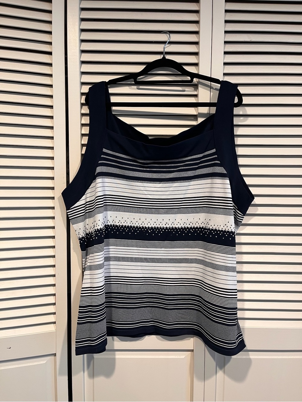 Talbots Navy and White Striped Tank with Wide Straps